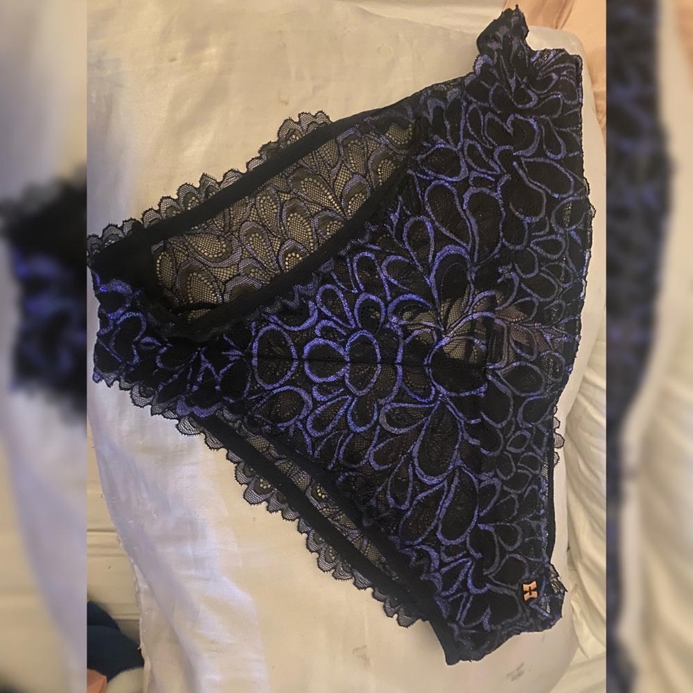 Savage x Fenty Iridescent Black Caviar Open Back Lace Up Panties  3x Like New - Picture 4 of 4